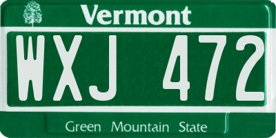 VT license plate WXJ472
