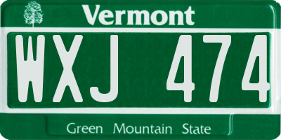 VT license plate WXJ474