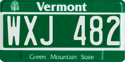 VT license plate WXJ482