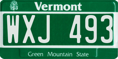 VT license plate WXJ493
