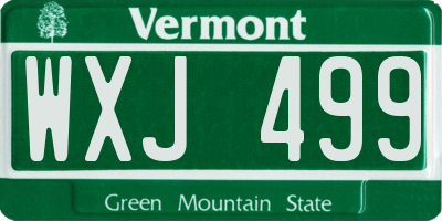 VT license plate WXJ499
