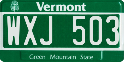VT license plate WXJ503