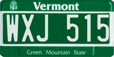 VT license plate WXJ515