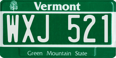 VT license plate WXJ521