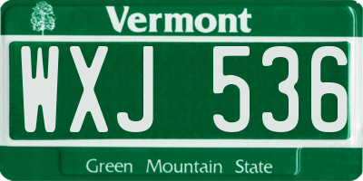 VT license plate WXJ536