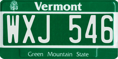 VT license plate WXJ546