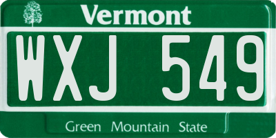 VT license plate WXJ549