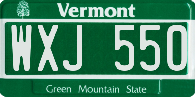 VT license plate WXJ550