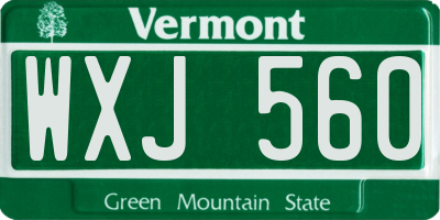 VT license plate WXJ560