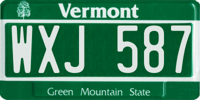 VT license plate WXJ587