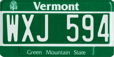 VT license plate WXJ594