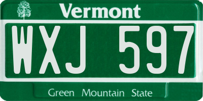 VT license plate WXJ597