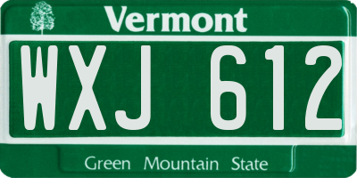 VT license plate WXJ612