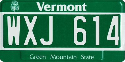 VT license plate WXJ614
