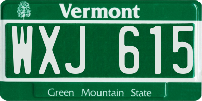 VT license plate WXJ615