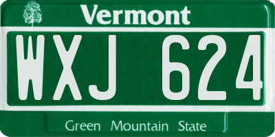 VT license plate WXJ624