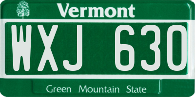 VT license plate WXJ630