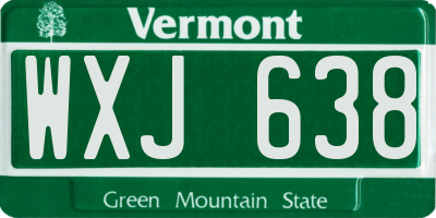 VT license plate WXJ638