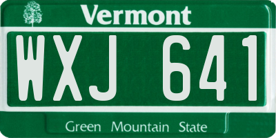 VT license plate WXJ641
