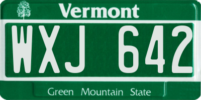 VT license plate WXJ642