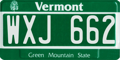 VT license plate WXJ662