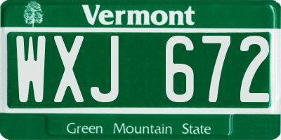 VT license plate WXJ672