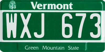 VT license plate WXJ673
