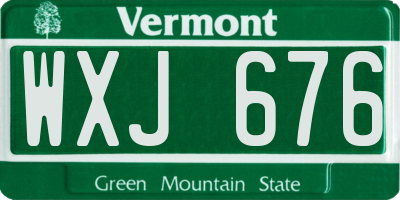 VT license plate WXJ676