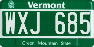 VT license plate WXJ685