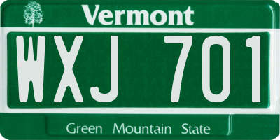 VT license plate WXJ701