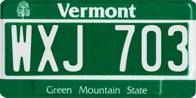 VT license plate WXJ703