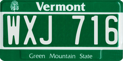 VT license plate WXJ716