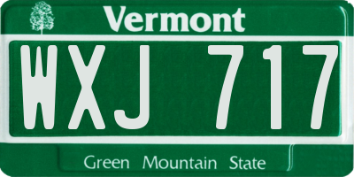 VT license plate WXJ717