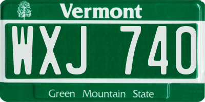 VT license plate WXJ740