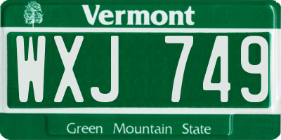 VT license plate WXJ749