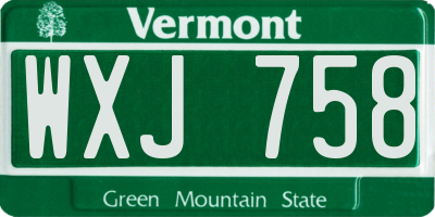 VT license plate WXJ758