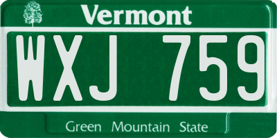VT license plate WXJ759