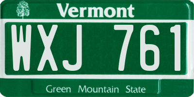 VT license plate WXJ761