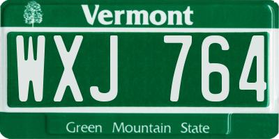 VT license plate WXJ764