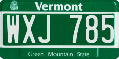VT license plate WXJ785