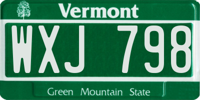 VT license plate WXJ798