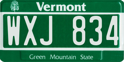 VT license plate WXJ834
