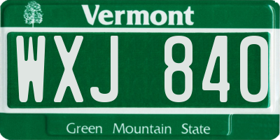 VT license plate WXJ840