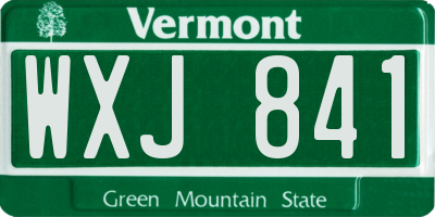 VT license plate WXJ841