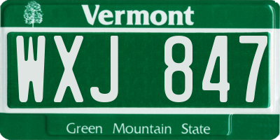 VT license plate WXJ847