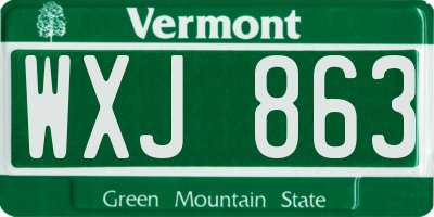 VT license plate WXJ863