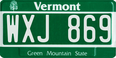 VT license plate WXJ869