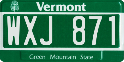 VT license plate WXJ871