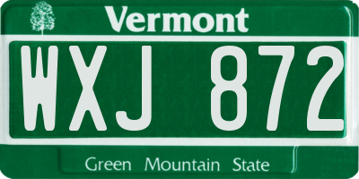 VT license plate WXJ872