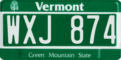 VT license plate WXJ874